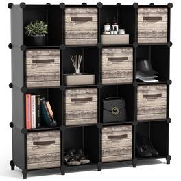 Sorbus - 16 Cube Storage Organizer –Waterproof Cubby Shelf - Closet, Toys, Books, Shoes, Décor –Bedroom, Living Room, Kids - Black