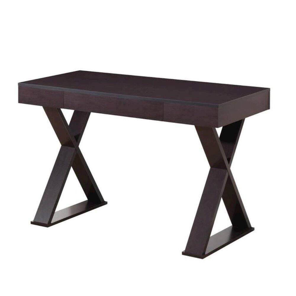 Angle. FurniFact - Espresso Brown Desk With Drawer, Modern Wood Table For Home Office Use - Brown.