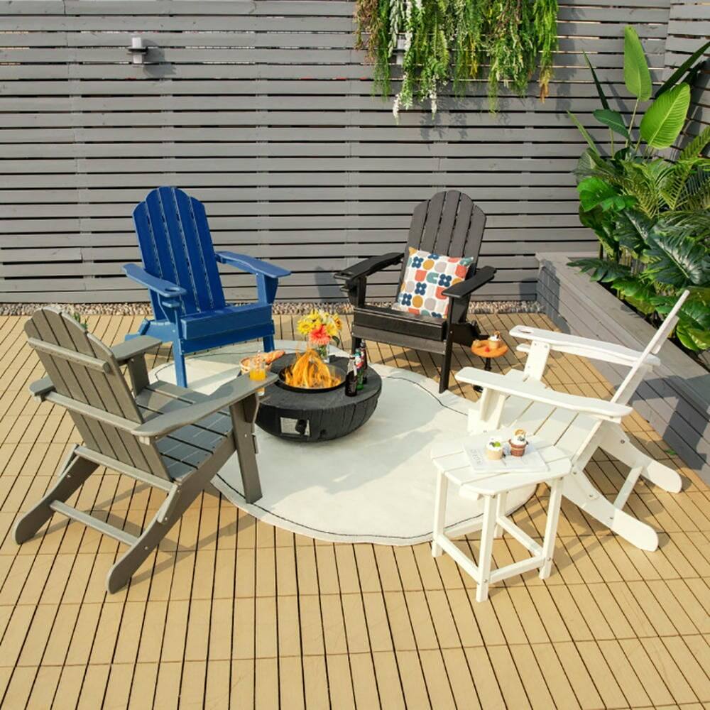 Alt View 4. Pefilos - Weather Resistant Patio Chair, Folding Chair with Built-in Cup Holder, Navy - Blue.
