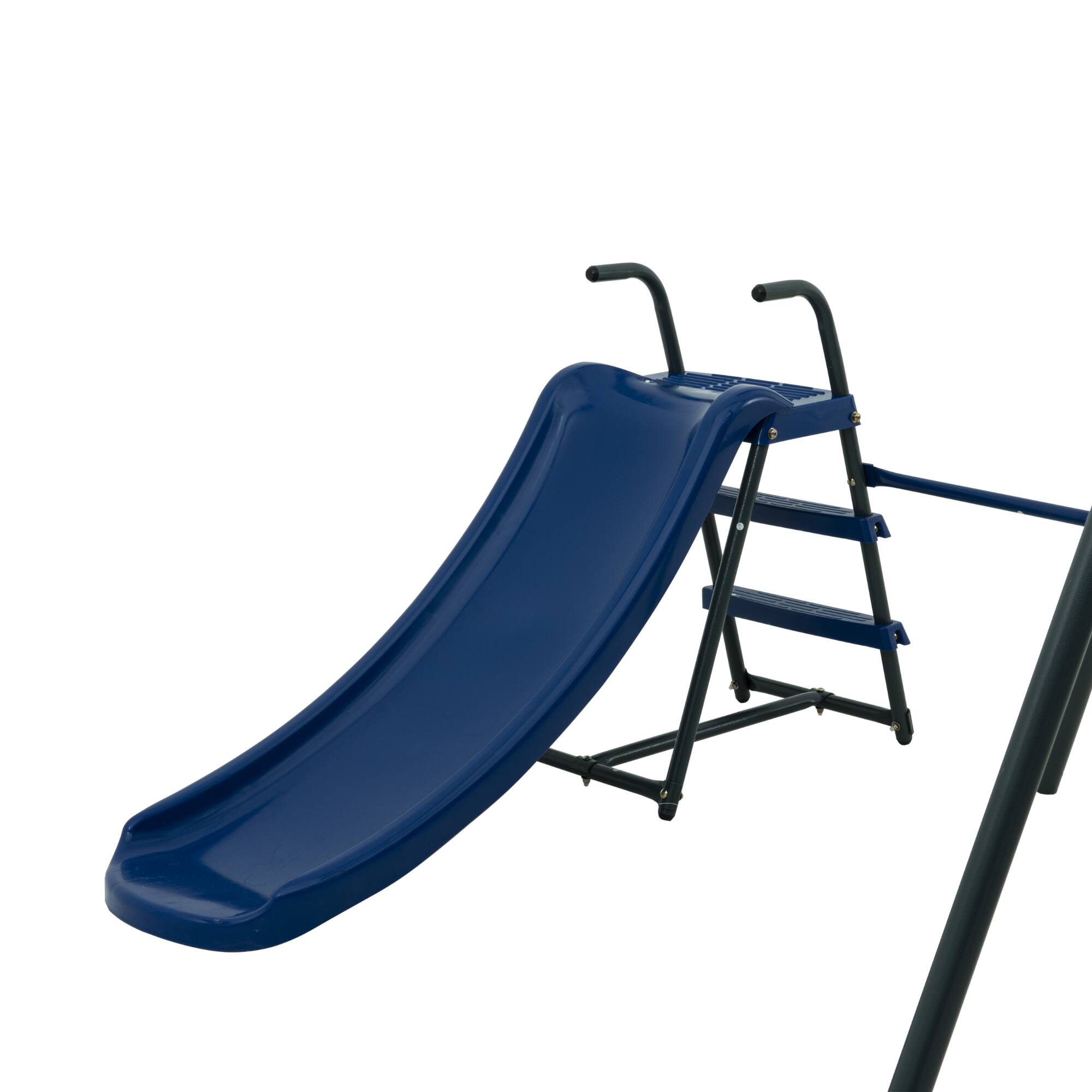 Alt View 1. Siljoy - 6‑Function Blue & Gray Swing Set, 31.5" Net Swing, 440lb Capacity, for Outdoor Playground Age 3+ - Grey+Blue.