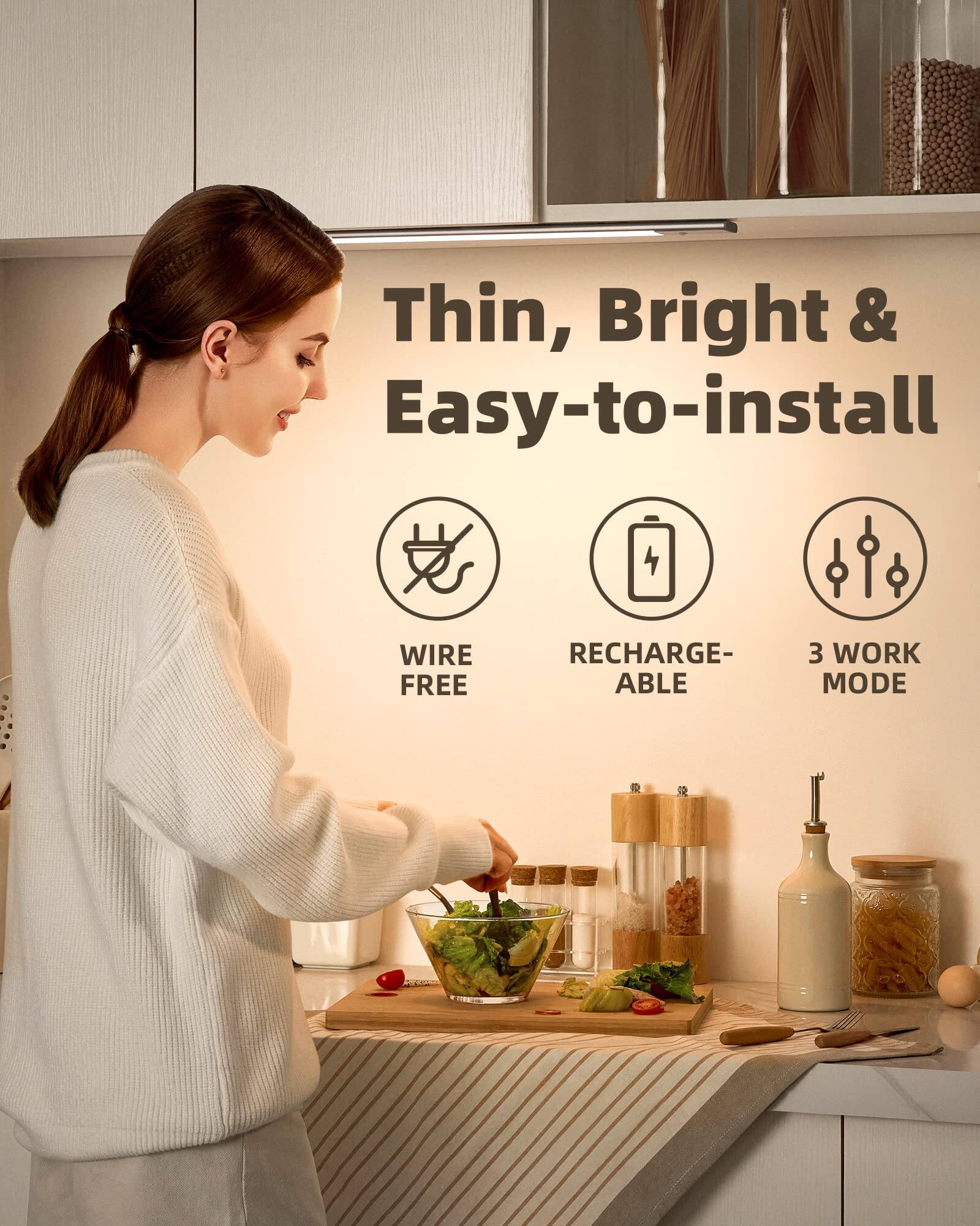 Thin, Bright & Easy-to-install  
WIRE FREE  
RECHARGE-ABLE  
3 WORK MODE