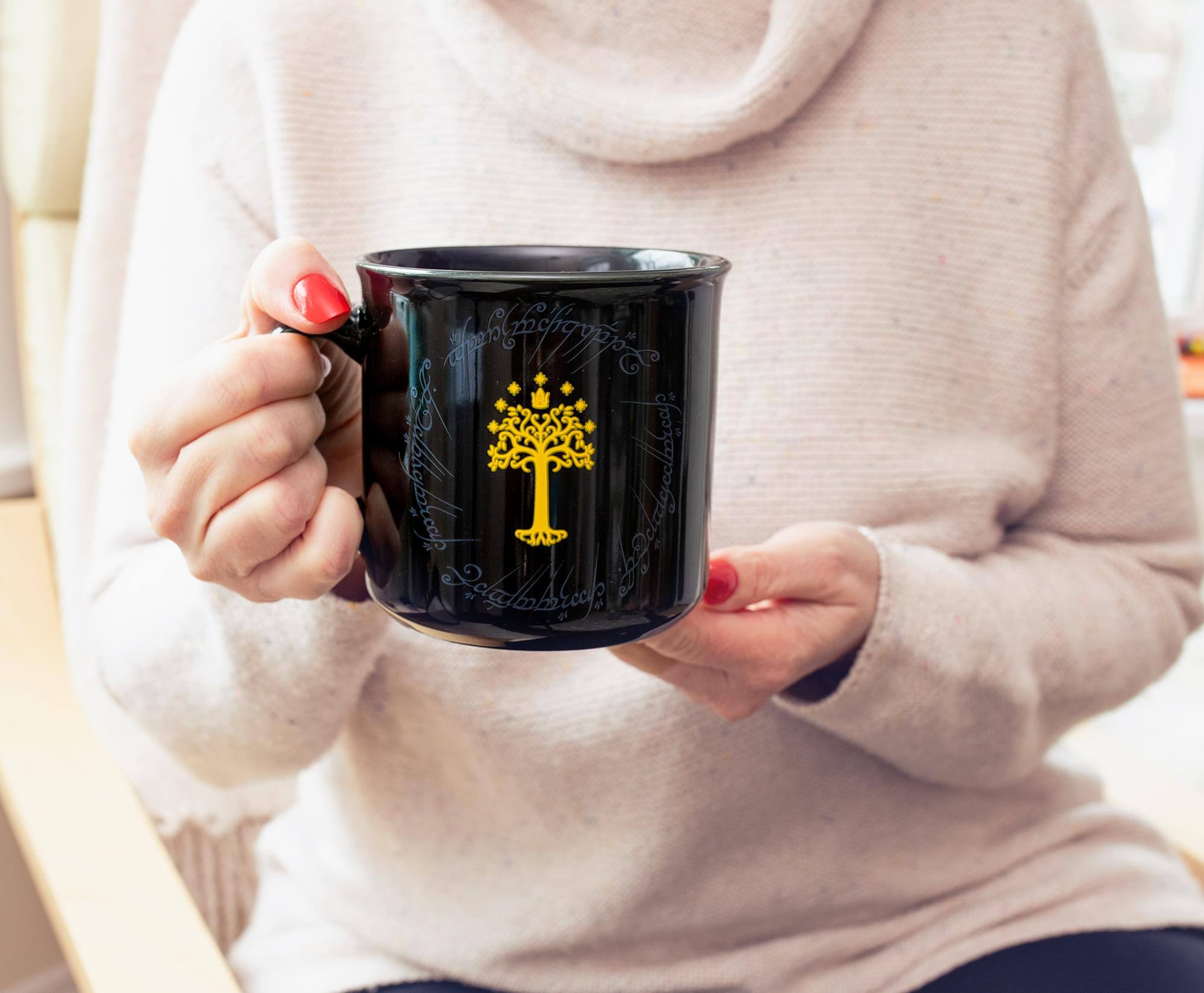 Alt View 4. Silver Buffalo - The Lord Of The Rings Gondor Black Ceramic Camper Mug | Holds 20 Ounces - Black.