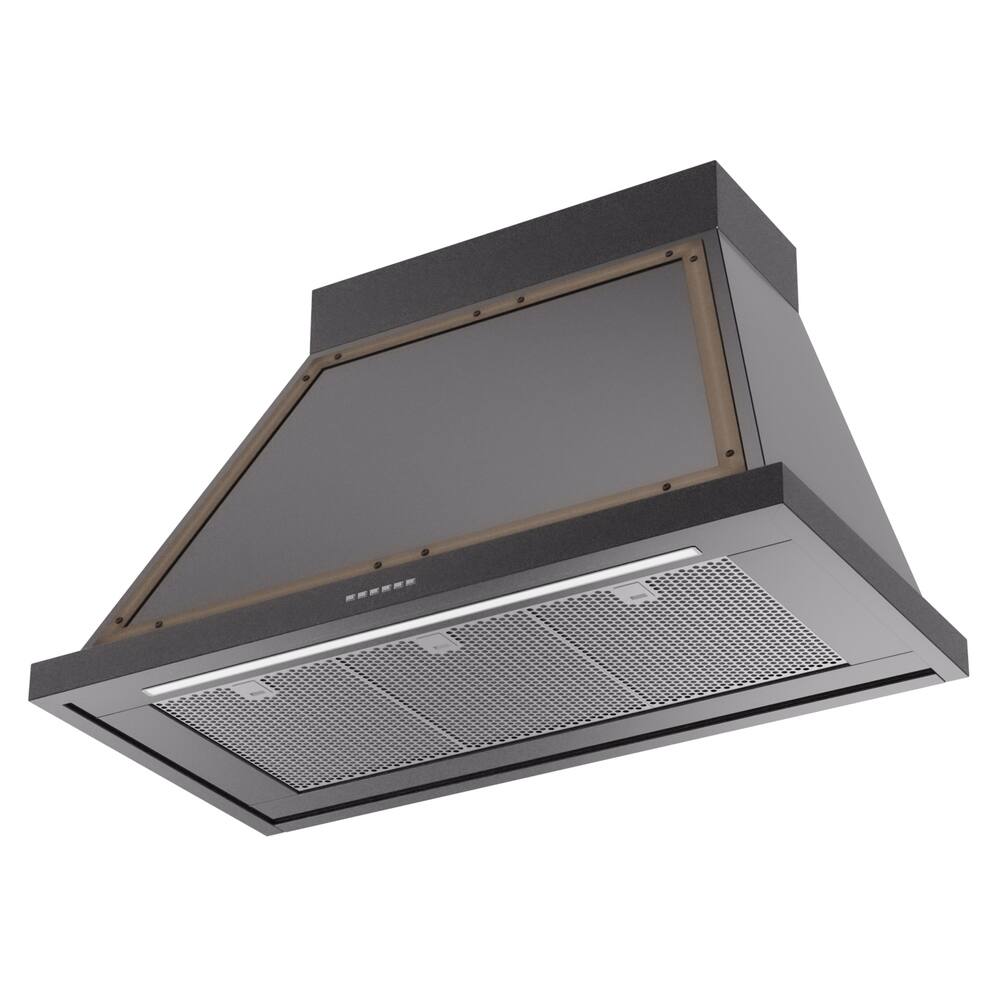 Alt View 2. ILVE - ILVE Nostalgie II Series 40 in. Noblesse Wall Mount Range Hood with 600 CFM (Burnished Trim) - Glossy Black.