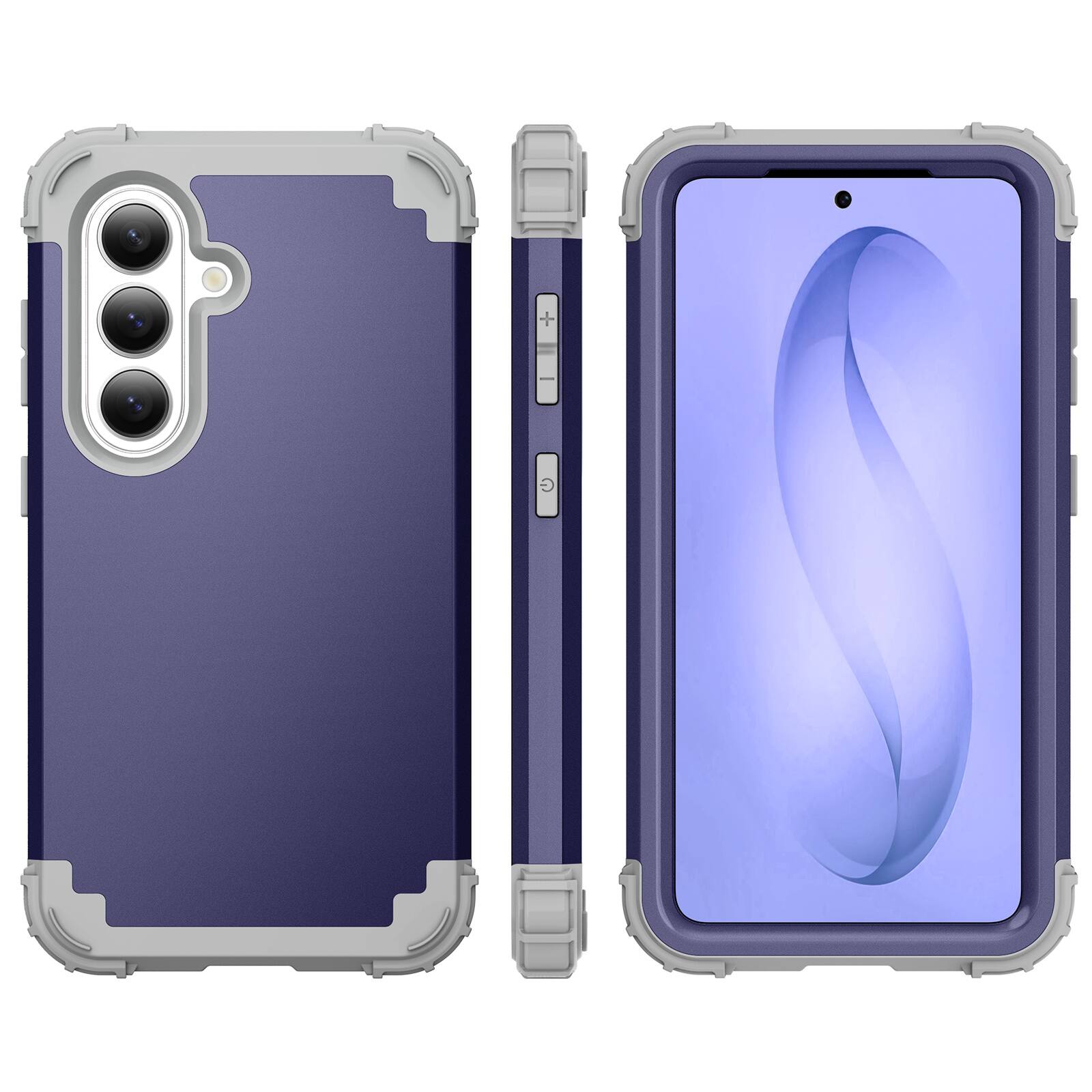 Angle. UUCOVER - Rugged Protective Case for Samsung Galaxy S26, Shockproof Silicone+PC Case Heavy Duty Back Cover - Darkblue.
