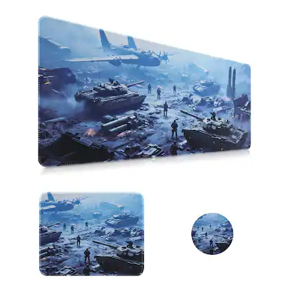 Front. Oumilen - Military Battlefield Gaming Mouse Pad - 31.49" × 11.81" Large Extended Desk Mat with Non-Slip Base, Waterproof Surface - Black.