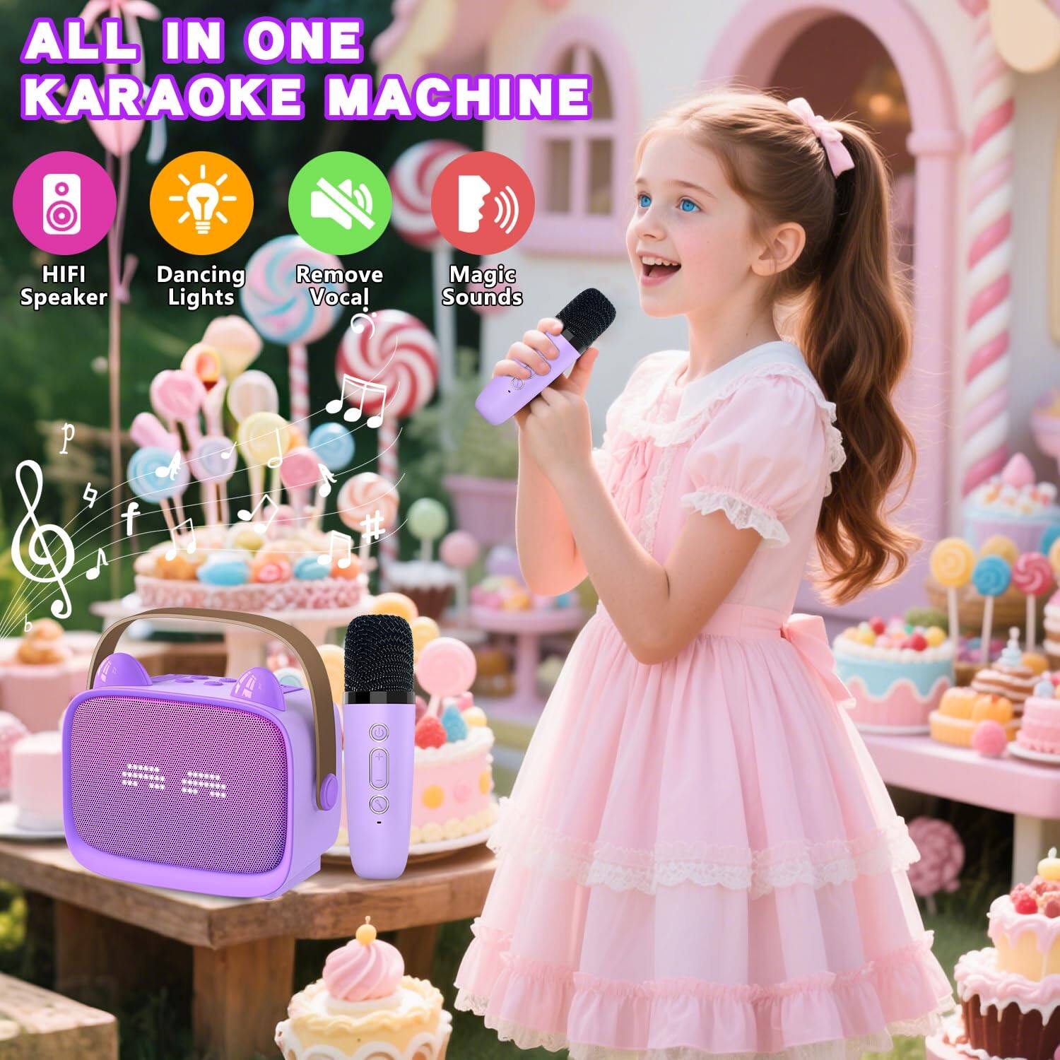 ALL IN ONE KARAOKE MACHINE

- HIFI Speaker
- Dancing Lights
- Remove Vocal
- Magic Sounds