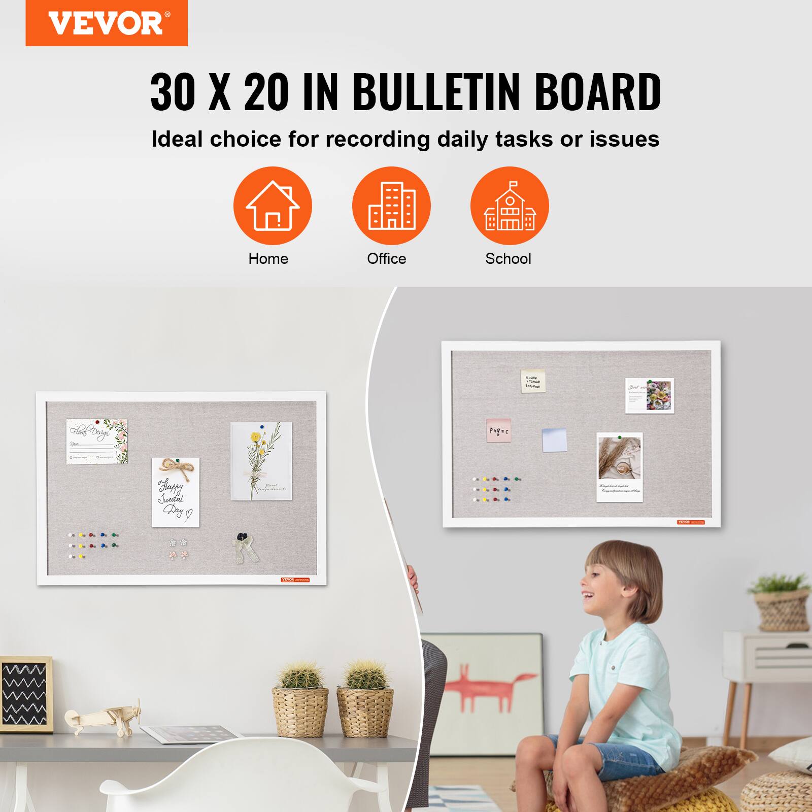 VEVOR 30 X 20 IN BULLETIN BOARD Ideal choice for recording daily tasks or issues Home Office School : | - oRfrg o - - Paguc Fay Jed ay 9 - - N
