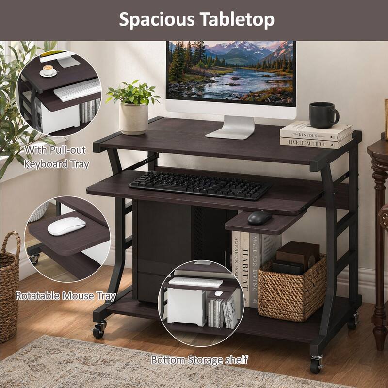 Spacious Tabletop With Pull-out Keyboard Tray F KINFOLK LIVE BEAUTIFUL I Rotatable Mouse Tray AMERICAN HOMESTEAD HABITAT MALE FOR LIVING Bottom Storage shelf