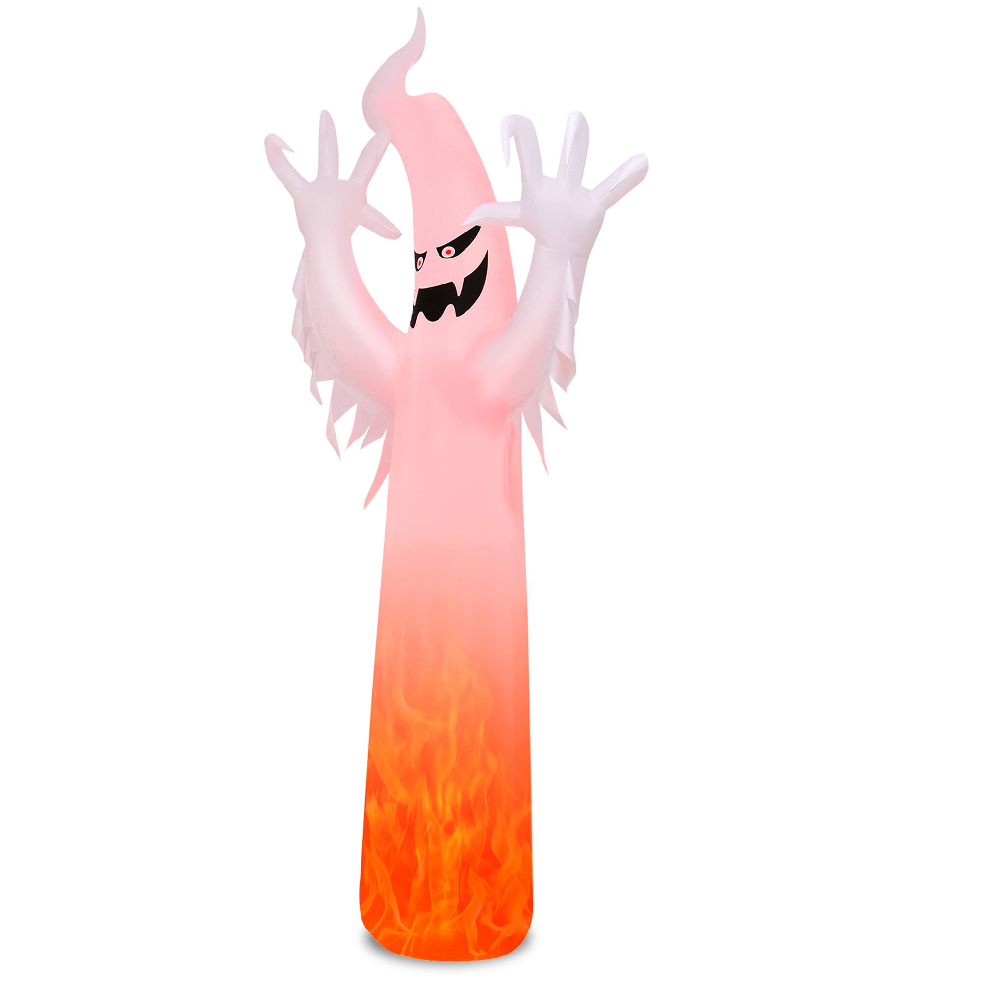 Alt View 7. Gymax - Gymax 12ft Inflatable Halloween Ghost Blow Up Decoration w/ Built-in Flame Light - White.