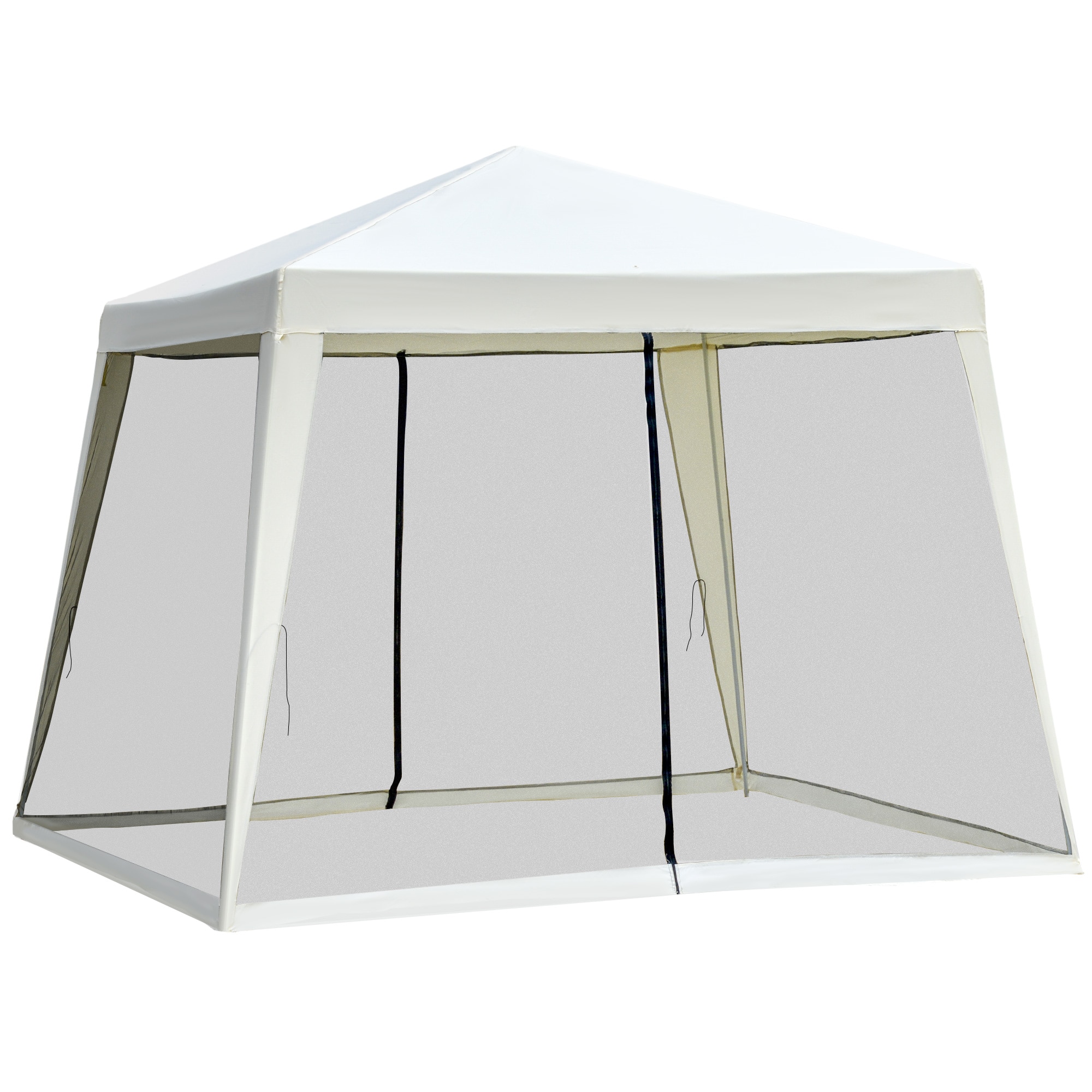 Outsunny - Outdoor Party Tent Canopy with Mesh Sidewalls - Cream White
