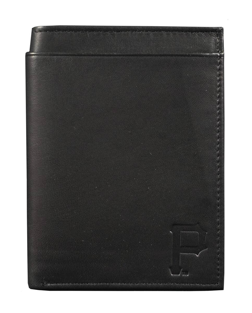 Alt View 1. Rico Industries - Pittsburgh Pirates Baseball Black Leather Traveling RFID Blocking Wallet - 14 total slots/pockets - Multi.
