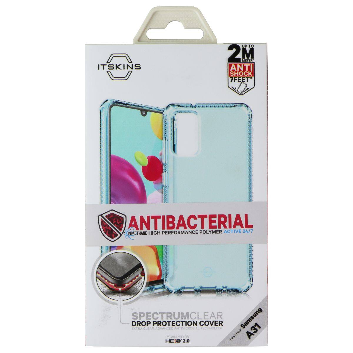 ITSKINS UP TO 2 METRE ANTI SHOCK 7FEET ANTIBACTERIAL HIGH PERFORMANCE POLYMER ACTIVE 24/7 IMPACTANE SPECTRUMCLEAR Samsung DROP PROTECTION COVER EATRA CLEAR ADVANCED ANTIMICROBIAL TECHNOLOGY POWERED BY Fits Pour A31 HC 2.0