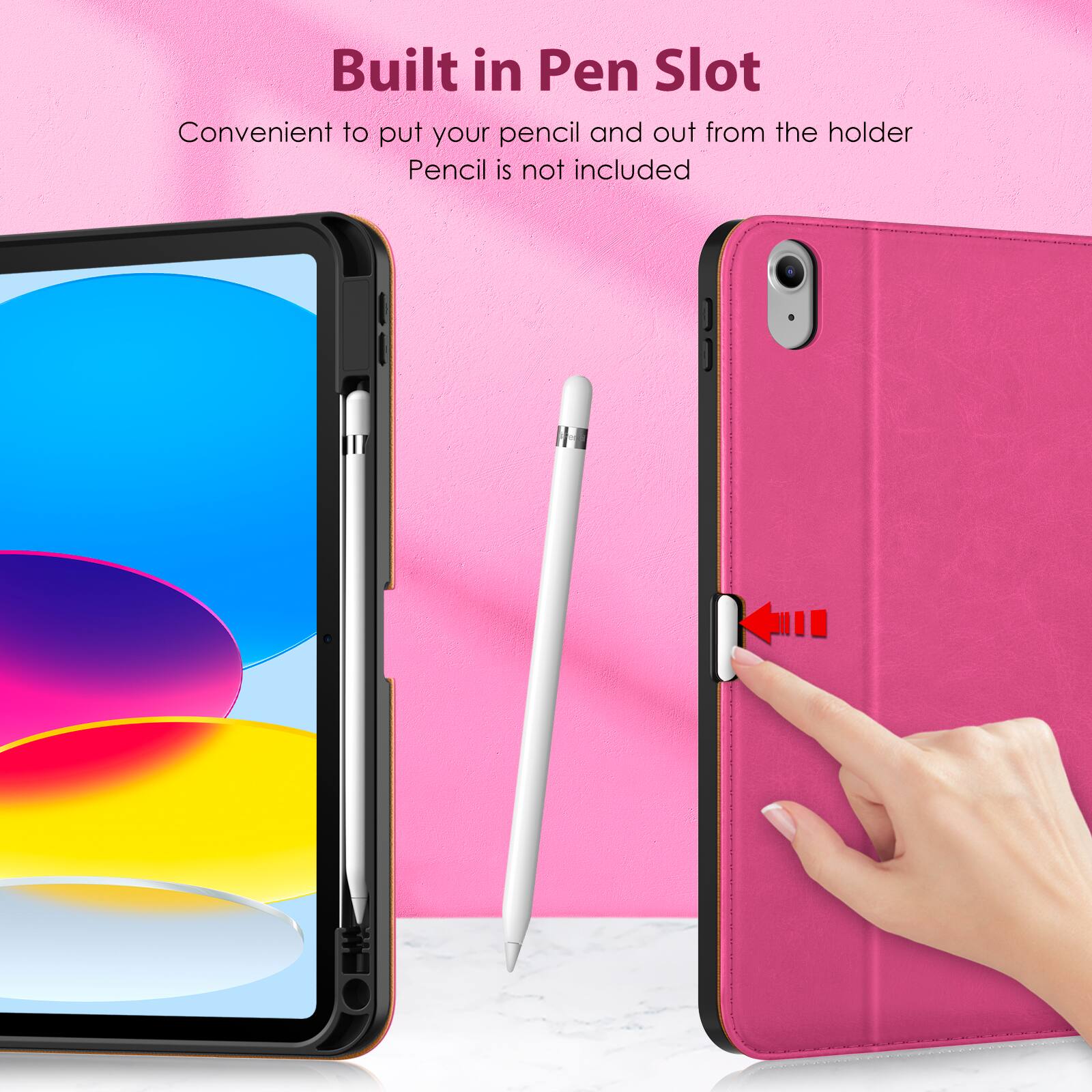 Built in Pen Slot  
Convenient to put your pencil and out from the holder  
Pencil is not included