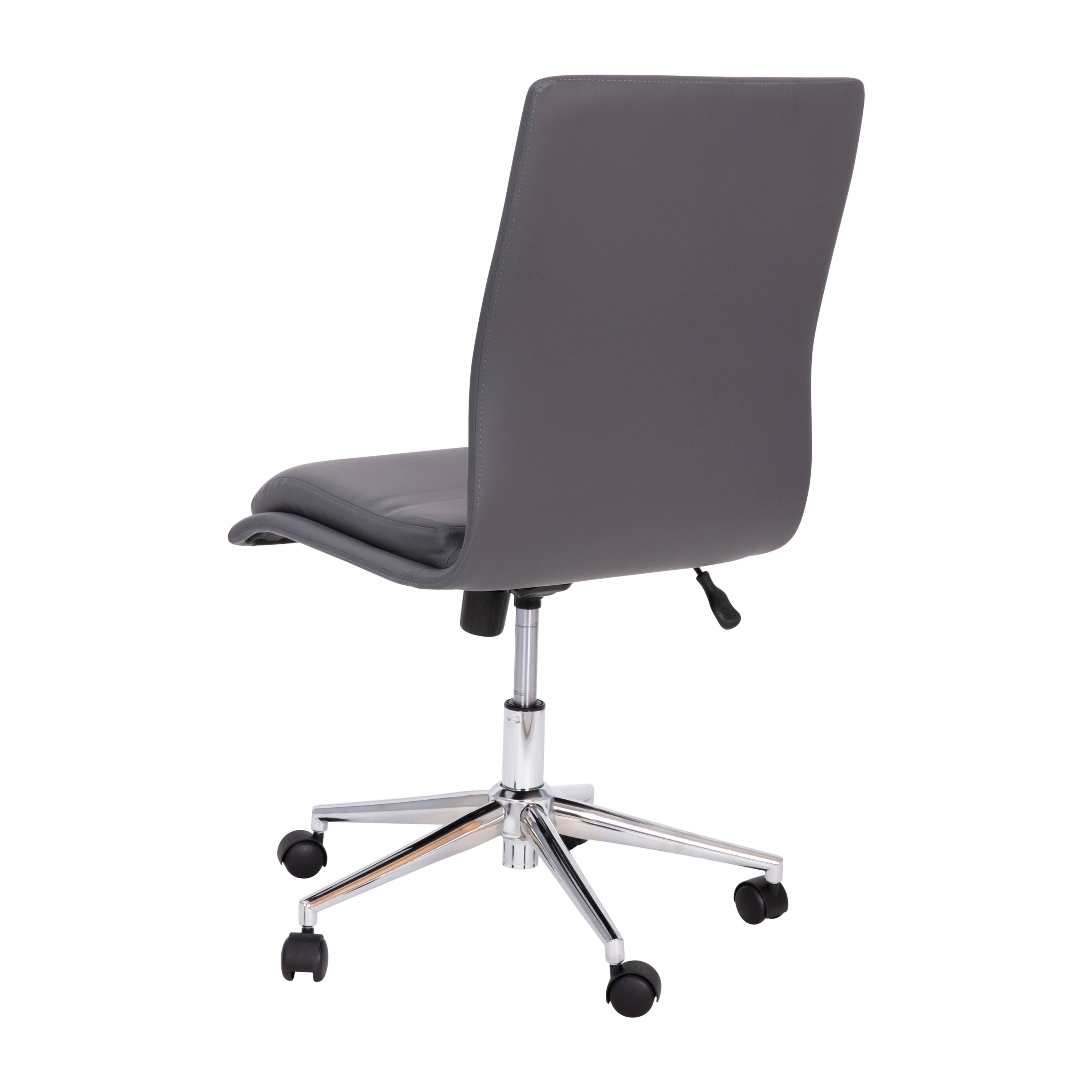 Alt View 7. Emma + Oliver - Ziva Modern Faux Leather Upholstered Mid-Back Home Office Chair with 5 Star Base and Pneumatic Seat Height Adjustment - Gray.