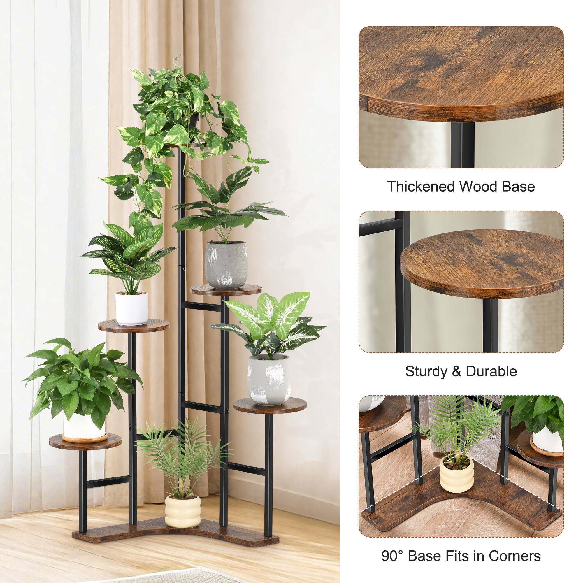 Thickened Wood Base  
Sturdy & Durable  
90° Base Fits in Corners
