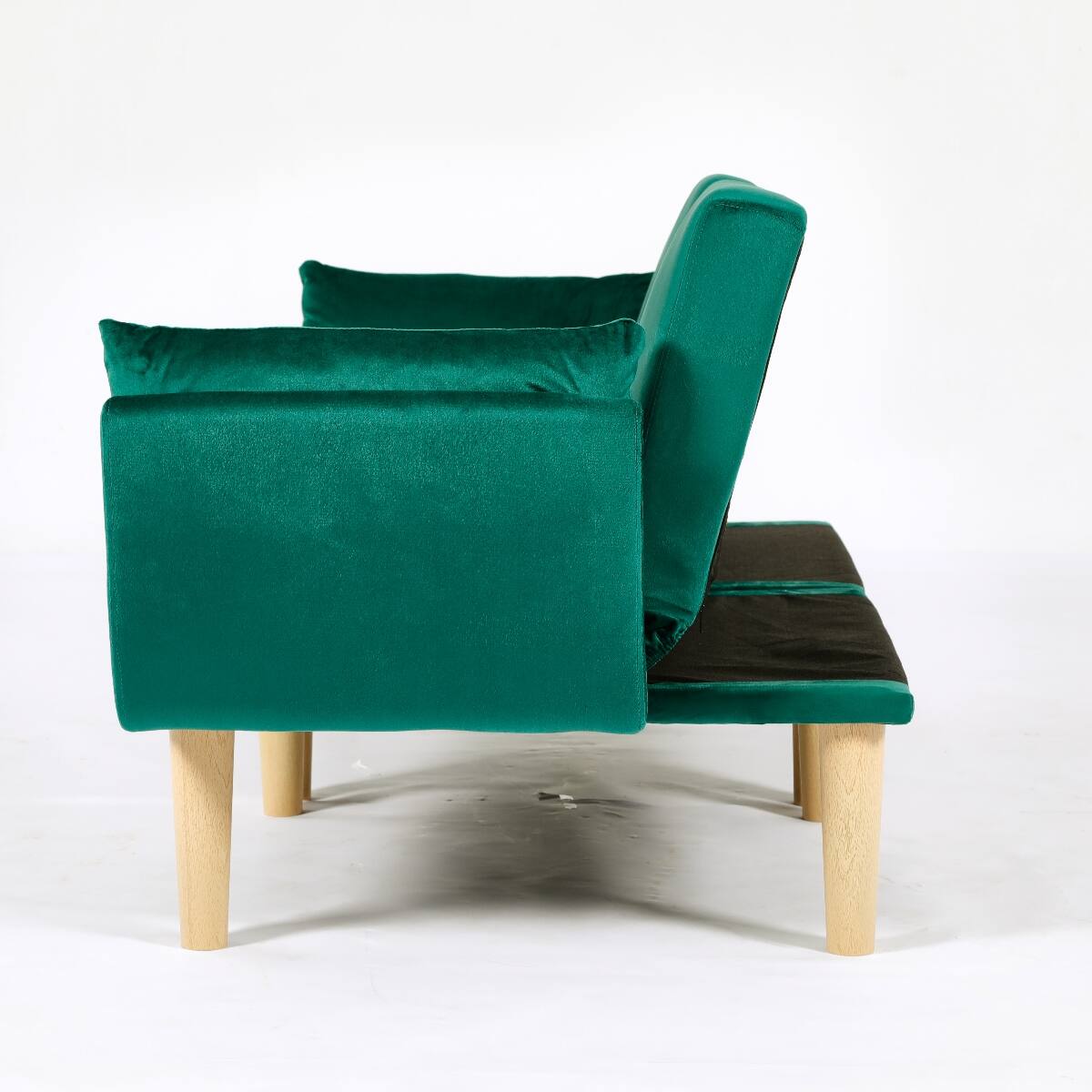 Alt View 7. Ropilly - Ropilly 72 Inch Foldable Loveseat Green Velvet 2 Seater Sofa for Living Room Apartment - Green.