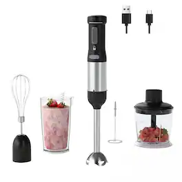 Whuto - Cordless Hand Immersion Blender, 5-in-1 Variable Speed blender handheld - Black