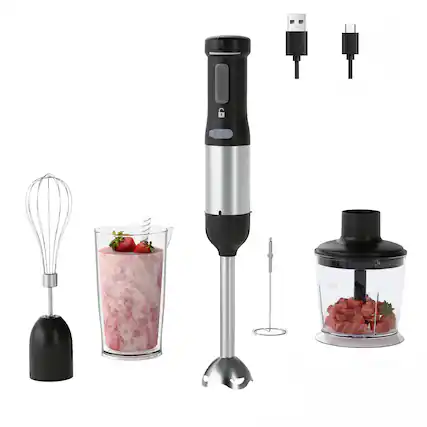 Front. Whuto - WHUTO Cordless Hand Immersion Blender, 5-in-1 Variable Speed blender handheld,Black - black.
