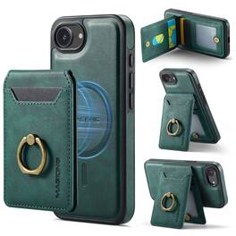 Dteck - Mag Safe Wallet Case for Apple iPhone 17e/16e,2-in-1 Detachable RFID Card Holder Ring Stand Shockproof PU Leather Cover - Green