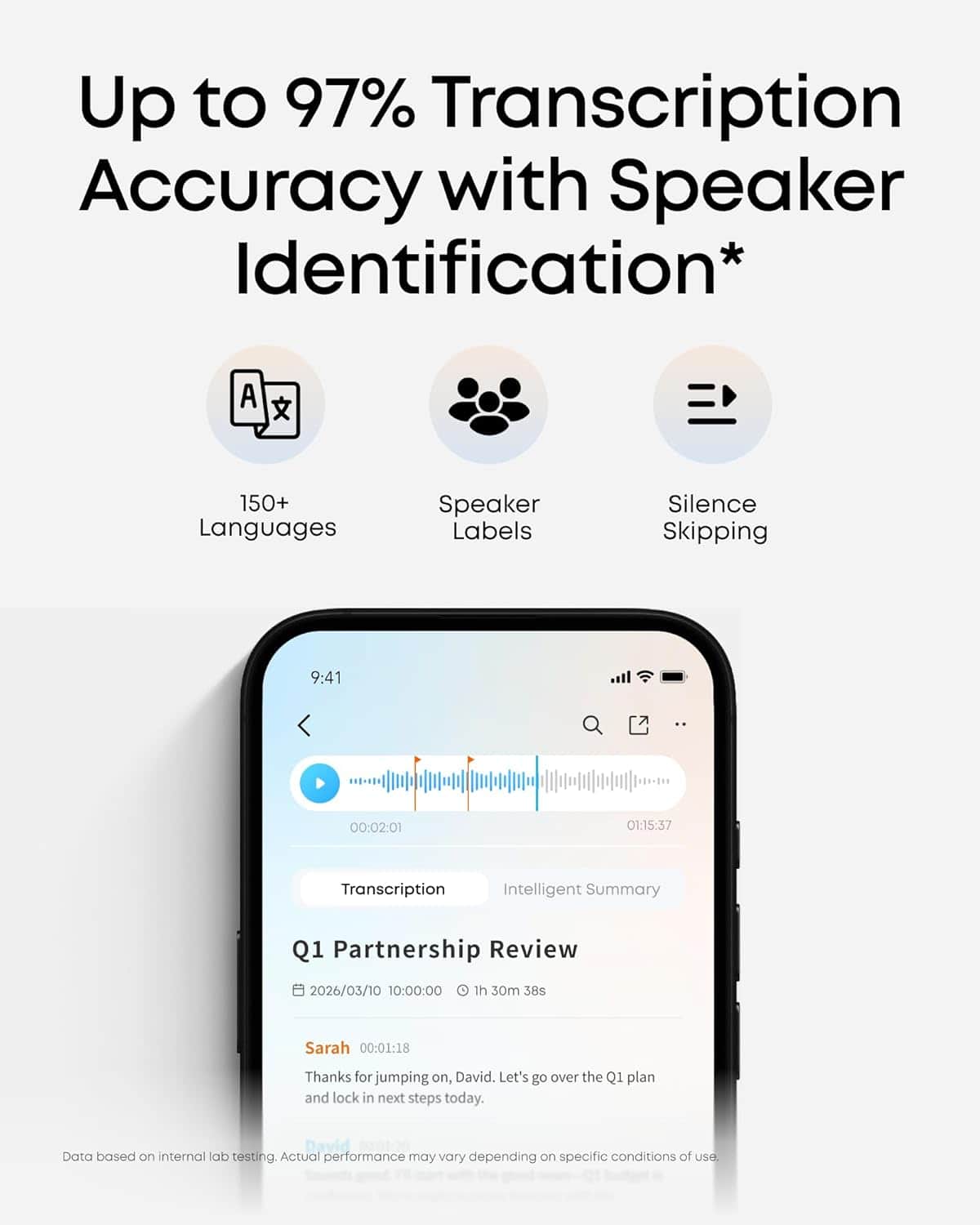 Soundcore Work by Anker, Coin Sized AI Voice Recorder, 64 GB, MFi