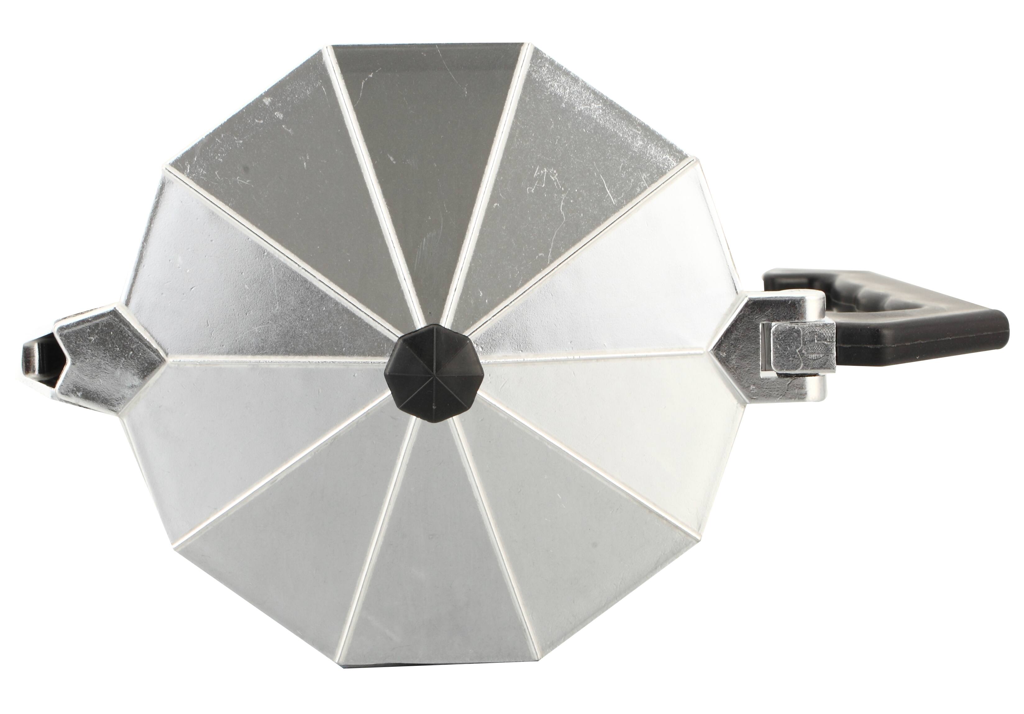 Left. J&V TEXTILES - Aluminum Coffee Maker - Silver.