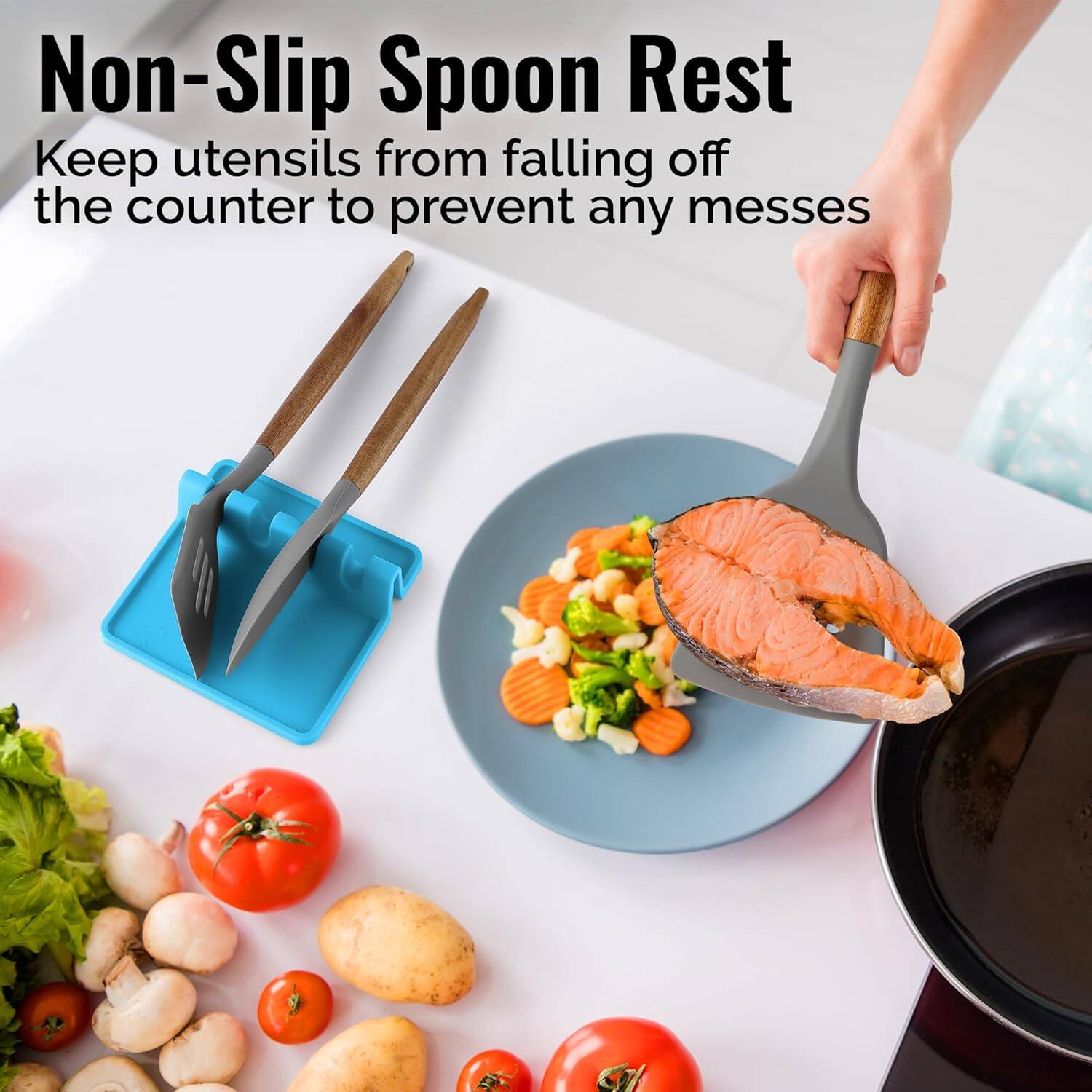 Non-Slip Spoon Rest

Keep utensils from falling off the counter to prevent any messes