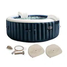 Intex - PureSpa Plus Portable Inflatable Hot Tub with Maintenance Kit and 2 Seats - Blue