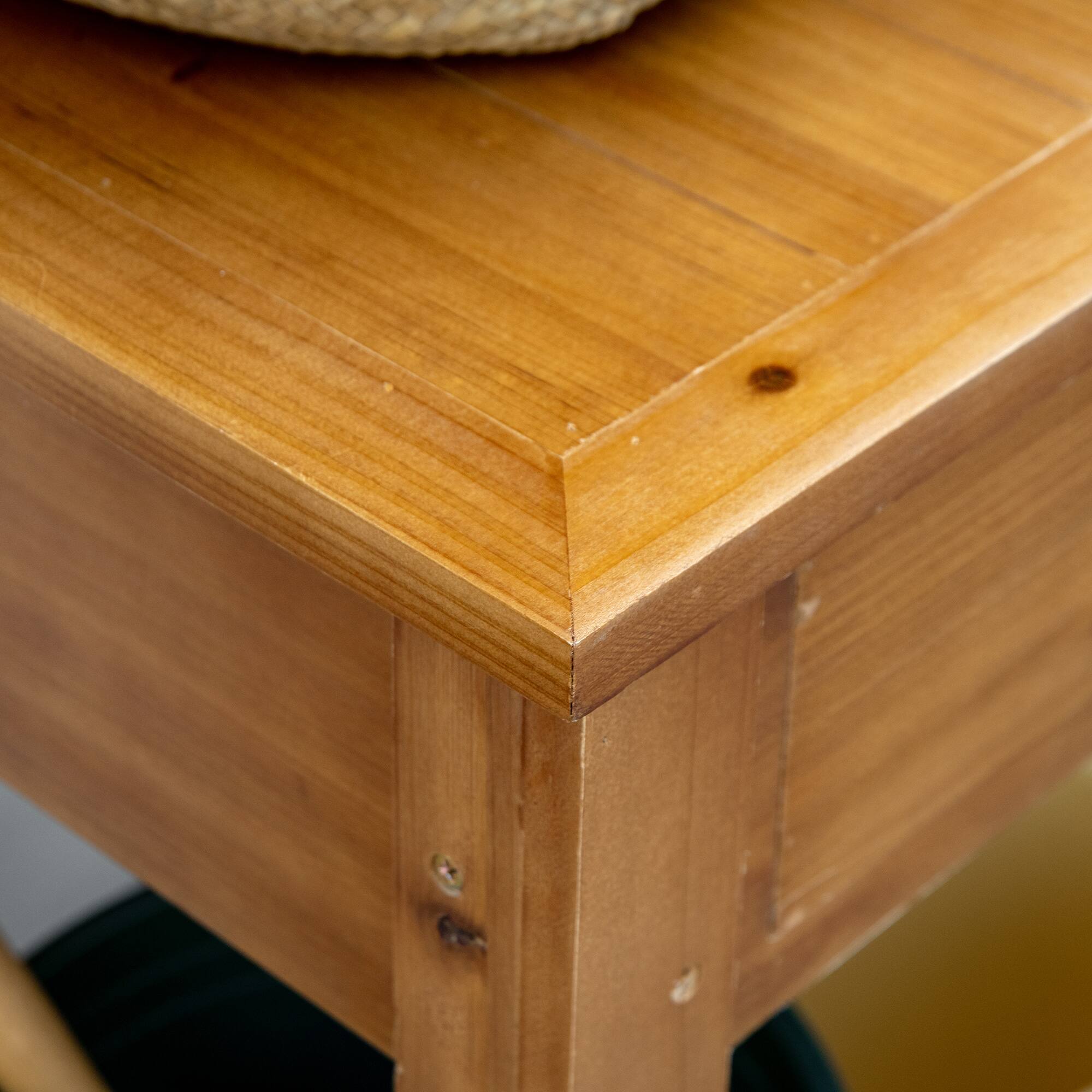 Alt View 7. Outsunny - Potting Bench Table, Garden Work Bench, Outdoor Wooden Workstation with Tiers of Shelves and Drawer for Patio - Brown.