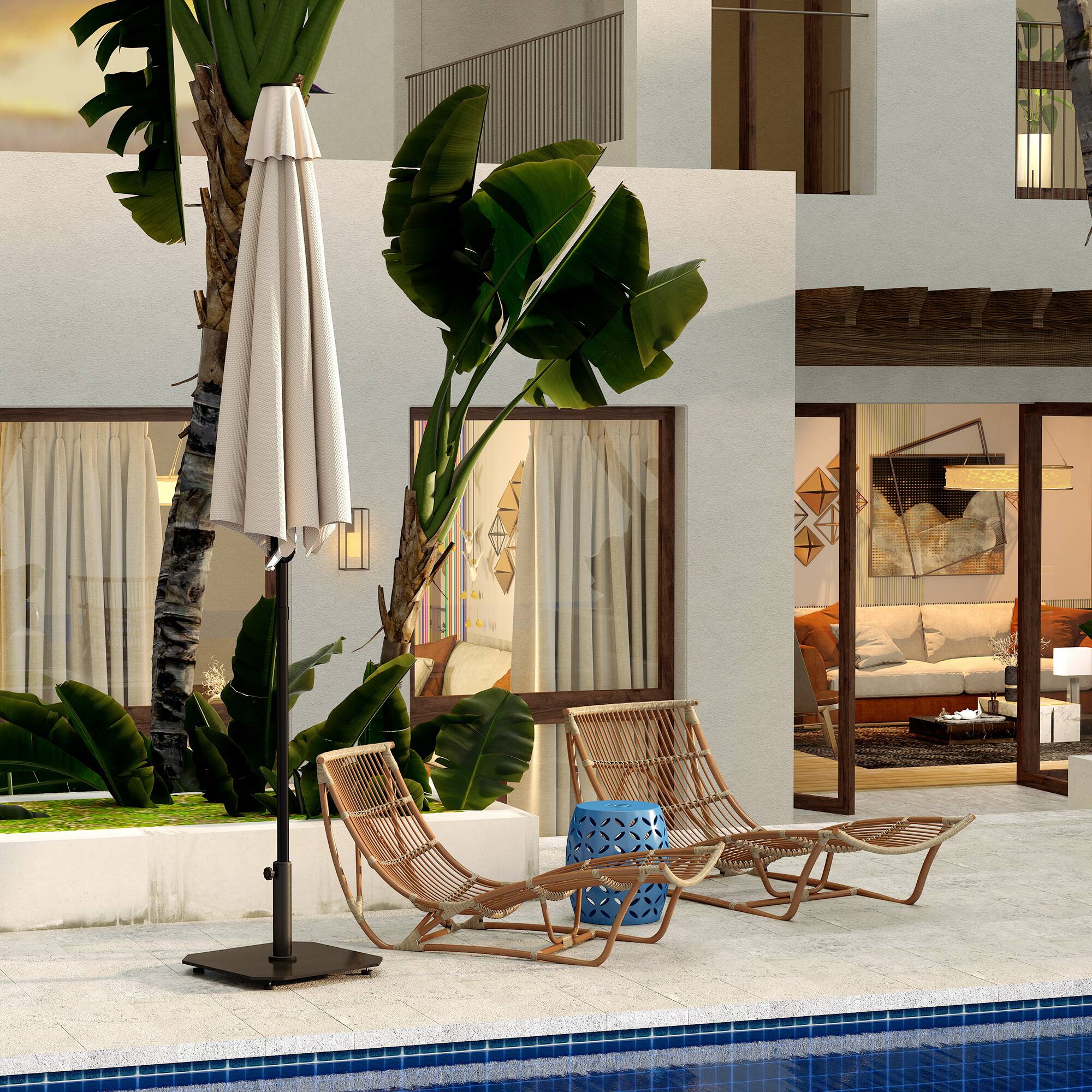 Alt View 4. Outsunny - Square Patio Umbrella Base, 41 lbs Metal Umbrella Stand Base with Adjustable Foot Pads, Patio Umbrella Holder - Black.