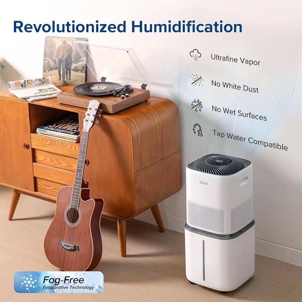Revolutionized Humidification

- Ultrafine Vapor
- No White Dust
- No Wet Surfaces
- Tap Water Compatible

Fog-Free Evaporative Technology