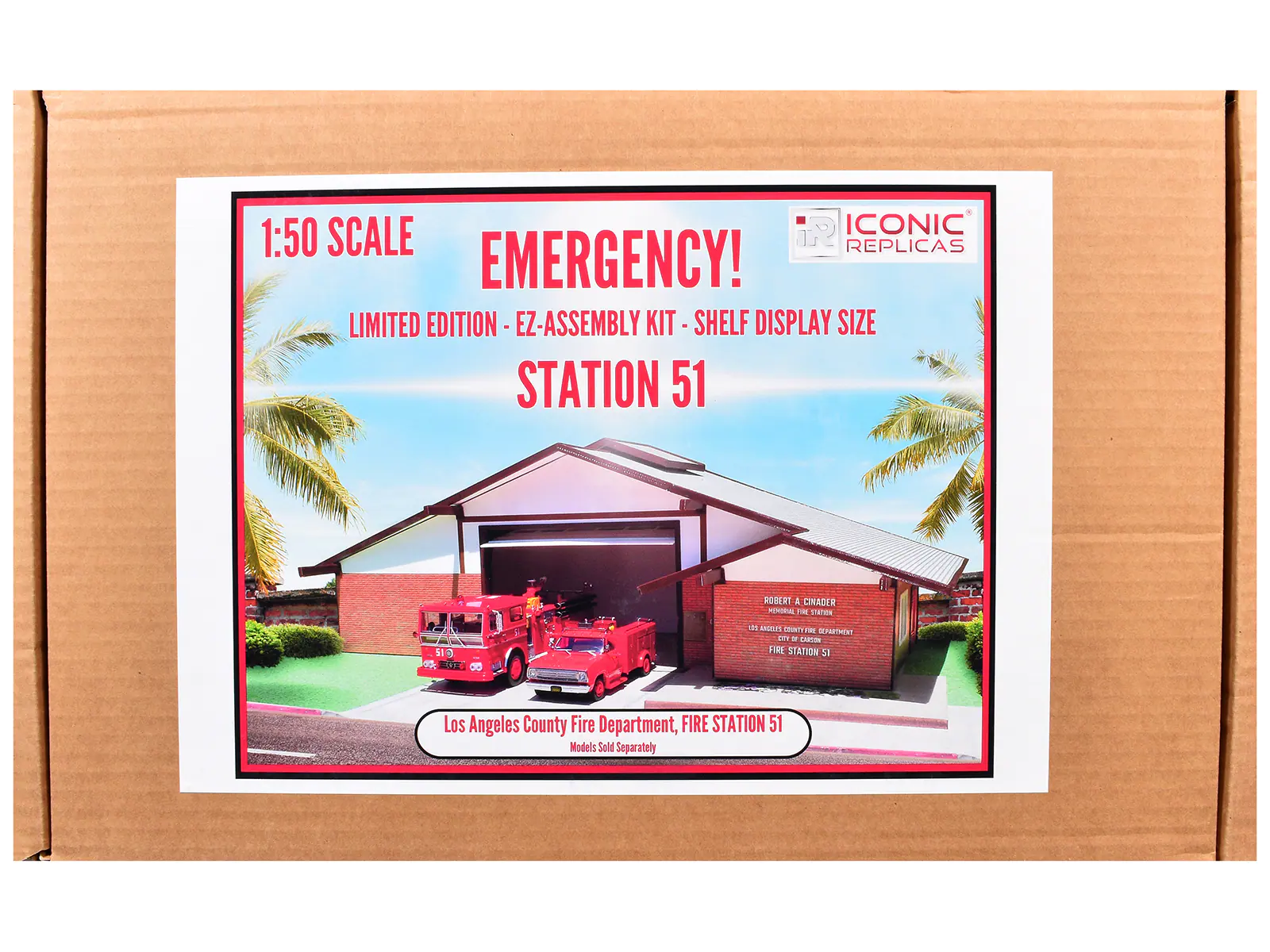 SCALE ICONIC 1:50 REPLICAS EMERGENCY! LIMITED EDITION - EZ-ASSEMBLY KIT - SHELF DISPLAY SIZE STATION 51

ROBERT A CINADER MEMORIAL FIRE STATION

100%

185 ANGELES COUNTY FIRE DEPARTMENT SAFETY CARS DIX FIRE STATION ST

Los Angeles County Fire Department, FIRE STATION 51 Models Sold Separately