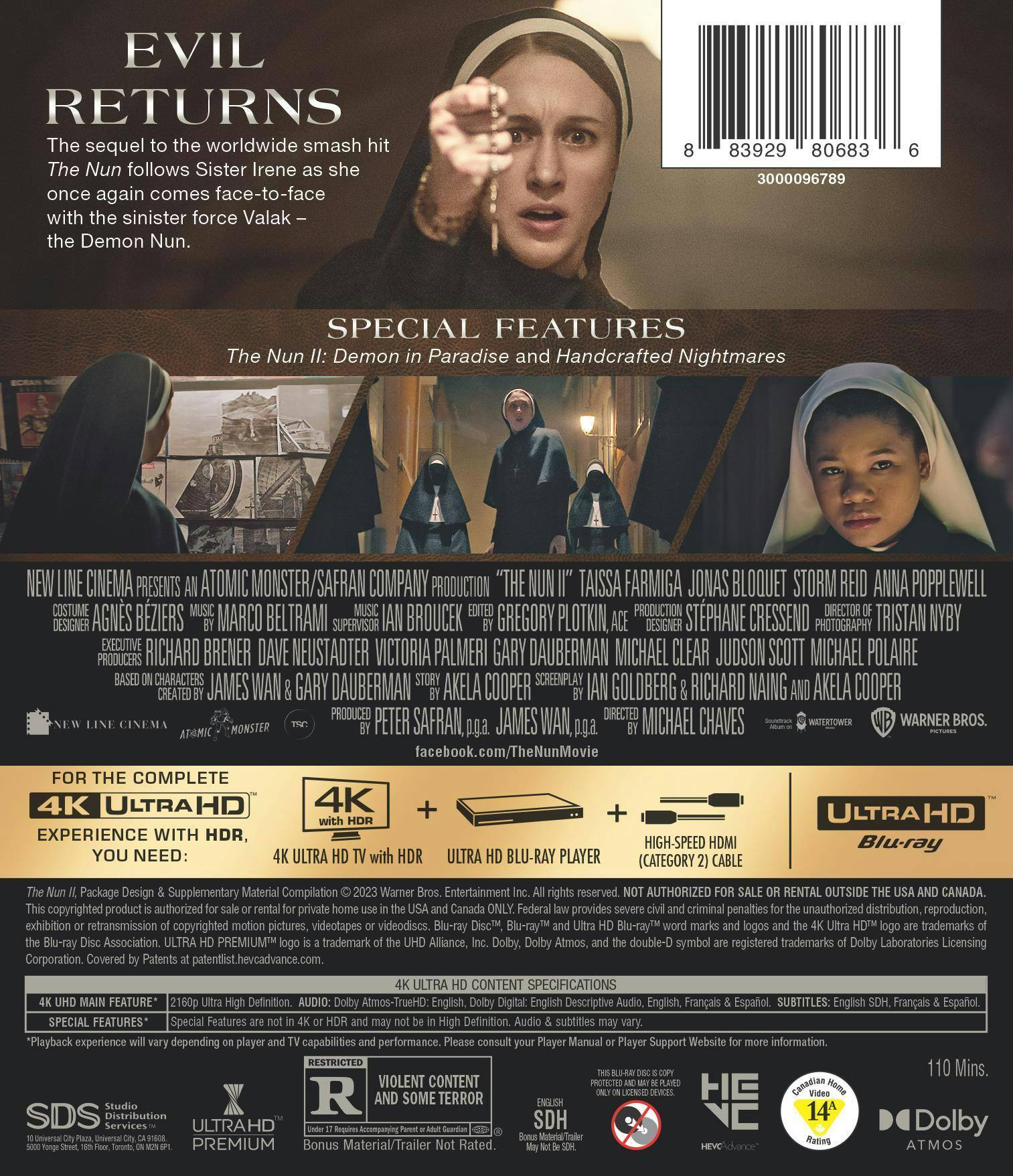 Back. The Nun II   - 4K Blu-Ray.