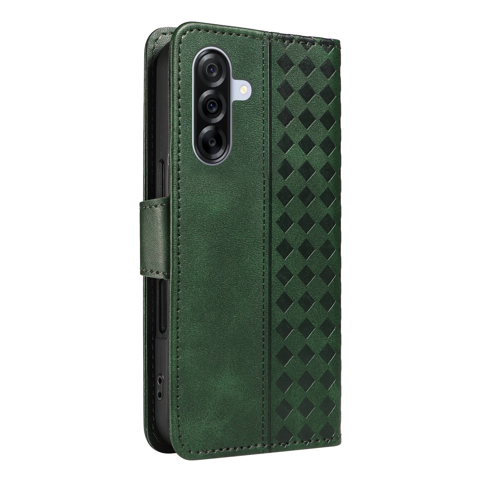 Alt View 1. Dteck - For Samsung Galaxy A17 5G Shockproof Leather Folio Kickstand Card Slots Wallet Case with Strap - Darkgreen.