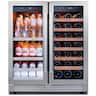 Ca'Lefort - 30 inch Wine Beverage Refrigerator,36-72°F,80 Can and 33 Bottle,Dual Zone ,3 Color LED, French Door,for home bar - Stainless Steel