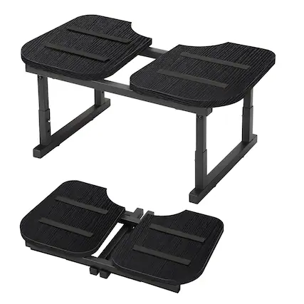 Front. Oumilen - Set of 2 Adjustable Toilet Foot Stools, Black - Black.