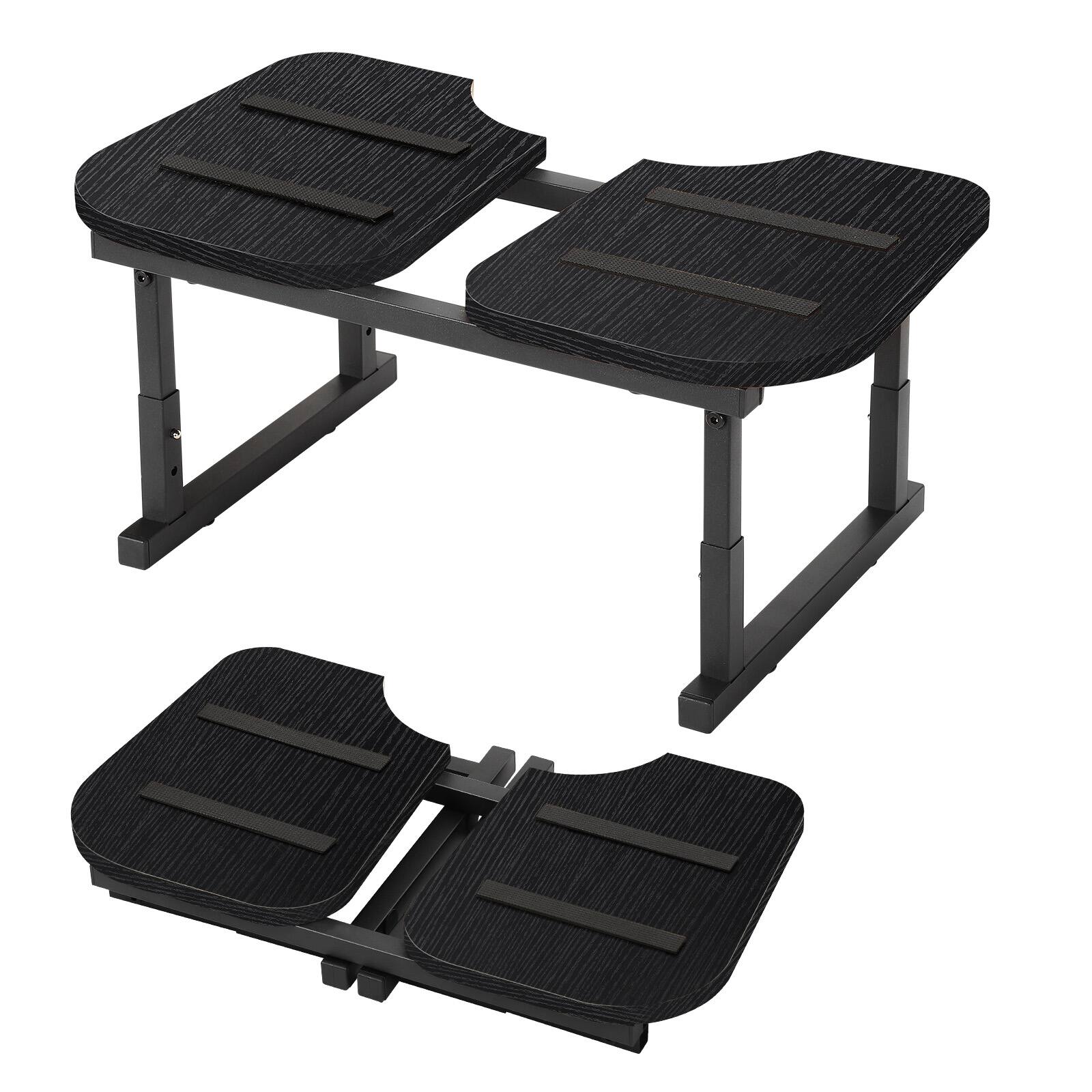 Front. Oumilen - Set of 2 Adjustable Toilet Foot Stools, Black - Black.
