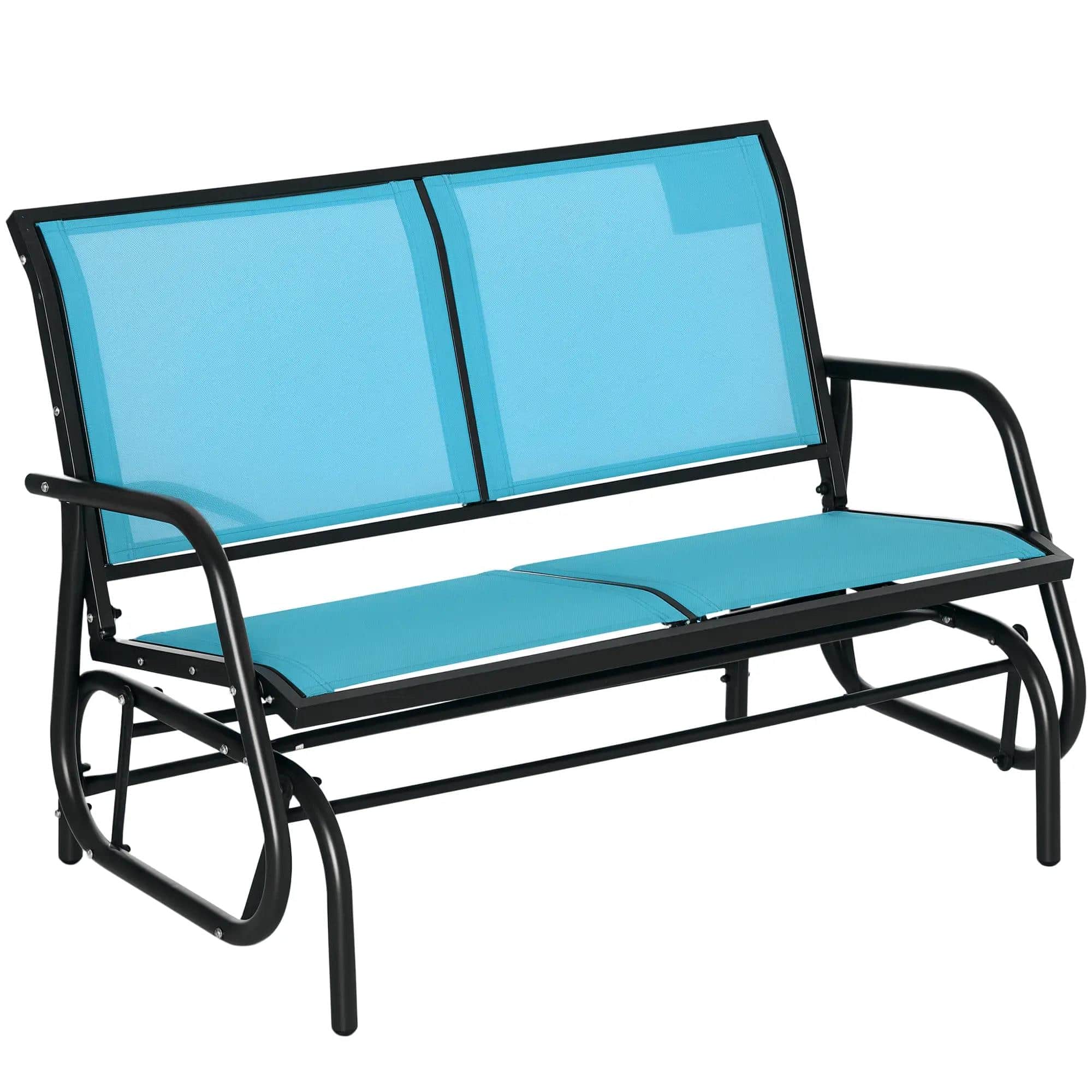 Resenkos - Dual-Seater Outdoor Swing Bench, Patio Love Seat with Powder Coated Steel Frame, Garden Porch Relaxation - Blue