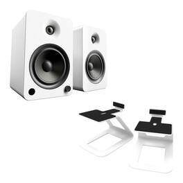 Kanto - YU6 Powered Bookshelf Speakers with SE6 Elevated Desktop Speaker Stands (White) - Matte White
