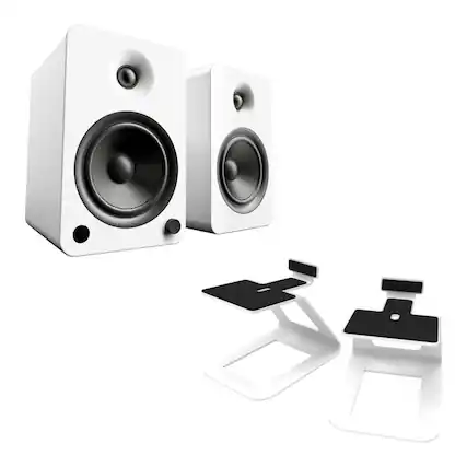 Front. Kanto - Kanto YU6 Powered Bookshelf Speakers with SE6 Elevated Desktop Speaker Stands - Matte White.