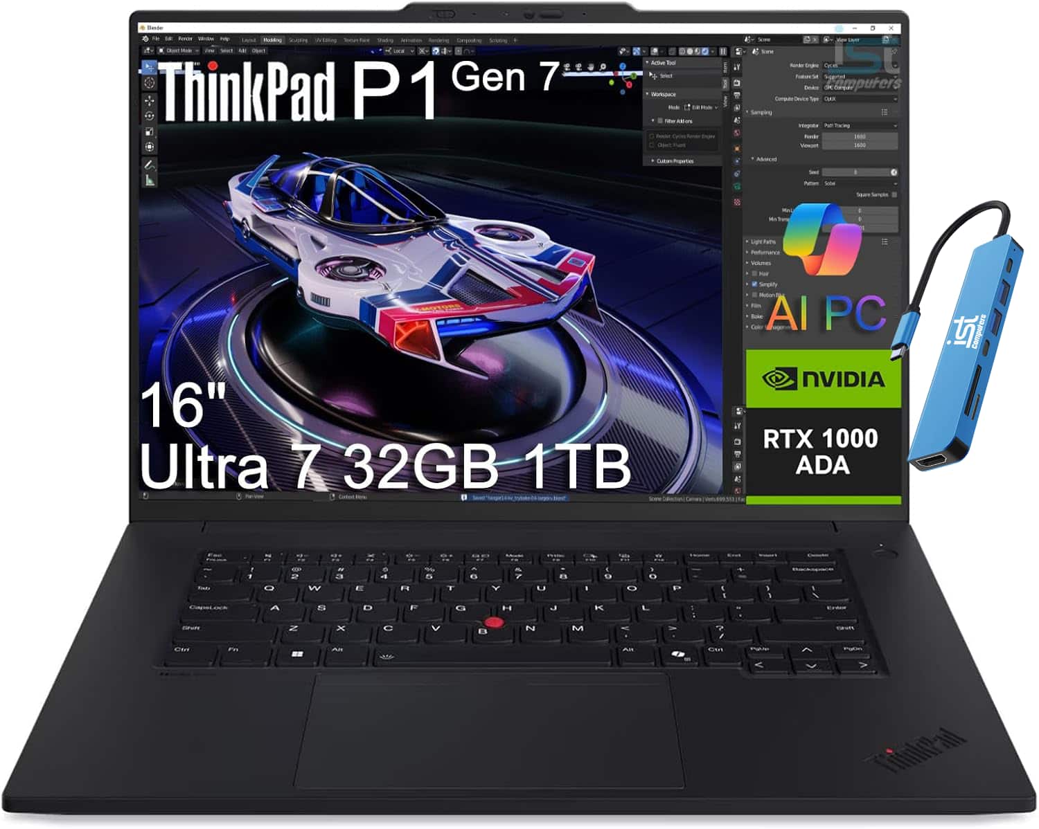 Lenovo - ThinkPad P1 Gen 7 16" WUXGA Workstation Laptop - Intel Core Ultra 7- RTX 1000Ada - 32GB RAM - 1TB SSD - Windows 11 Pro - Black