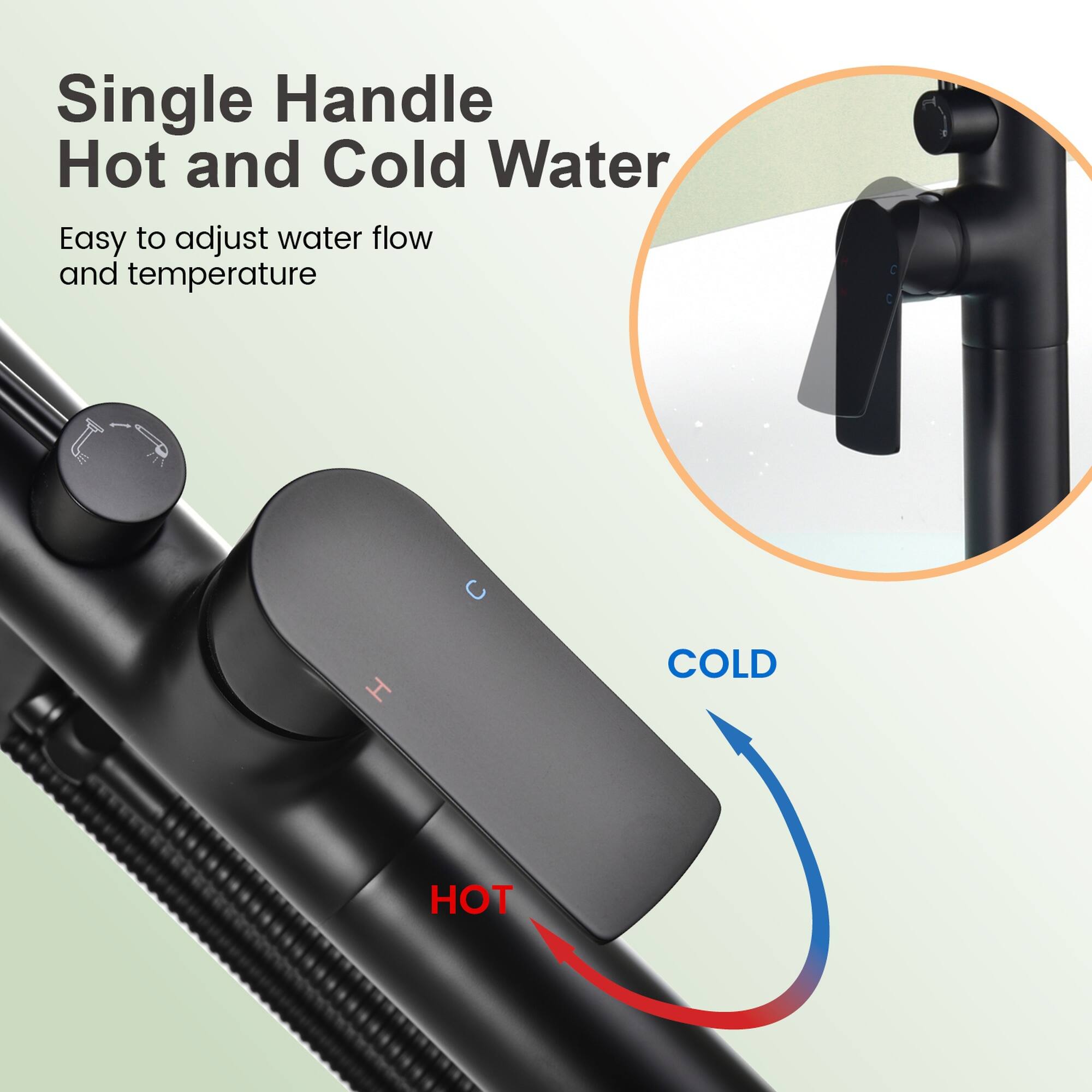 Single Handle Hot and Cold Water

Easy to adjust water flow and temperature

COLD HOT