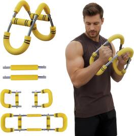 MaxU - Adjustable Twister Arm Trainer - Detachable 4-Spring Chest & Arm Exerciser, 30-110 lb Resistance - Yellow