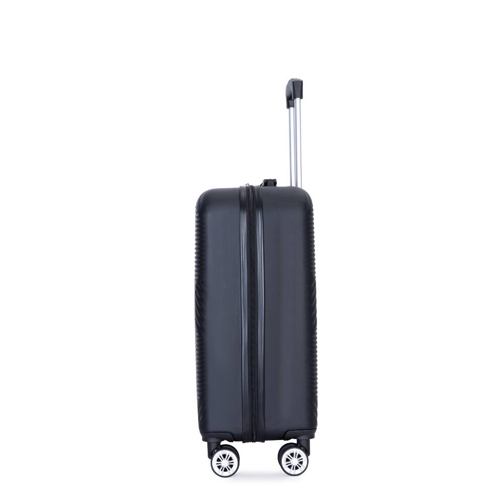Alt View 4. Ropilly - Ropilly 4 Piece Luggage Set Black ABS Hard Shell Lightweight Travel Suitcases with Spinner Wheels - Black.