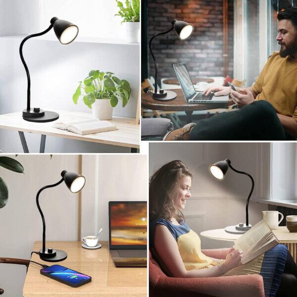 Alt View 2. Circuit Terra - Flexible Gooseneck Desk Lamp - Matte Black.