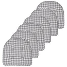 Sweet Home Collection - Houndstooth Stitch U Shaped Memory Foam 17" x 16" Chair Cushions, 6-Pack - Gray