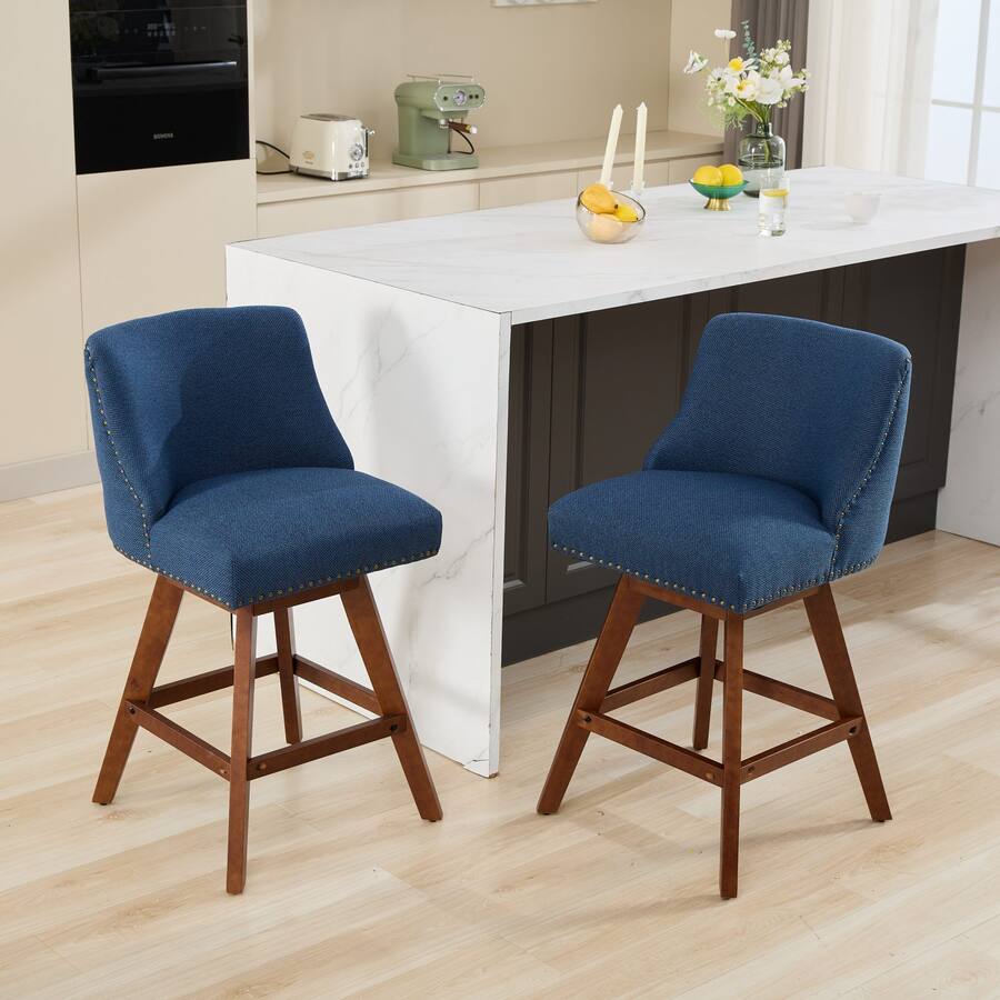 Stools Trinkets Crazed Counter Height Swivel Barstools Set of 2, 26'' H Seat ...