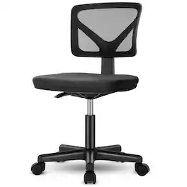 Spaco - Mesh Low-Back Armless Office Chair,Swivel Rolling Computer Chair No Arms with Lumbar Support, for Home Office - Black