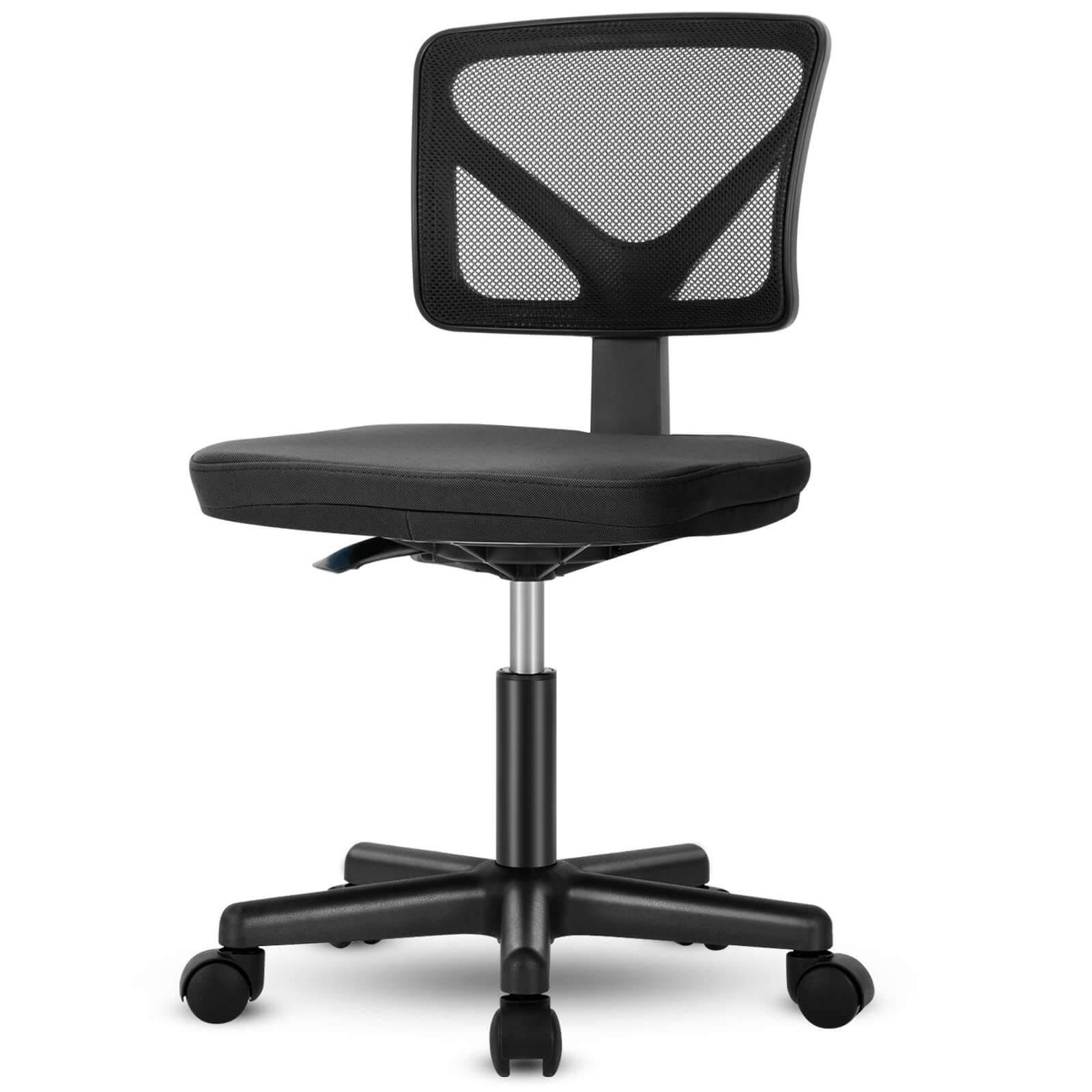 Front. Spaco - Spaco Mesh Low-Back Armless Office Chair,Swivel Rolling Computer Chair No Arms with Lumbar Support, for Home Office - Black.