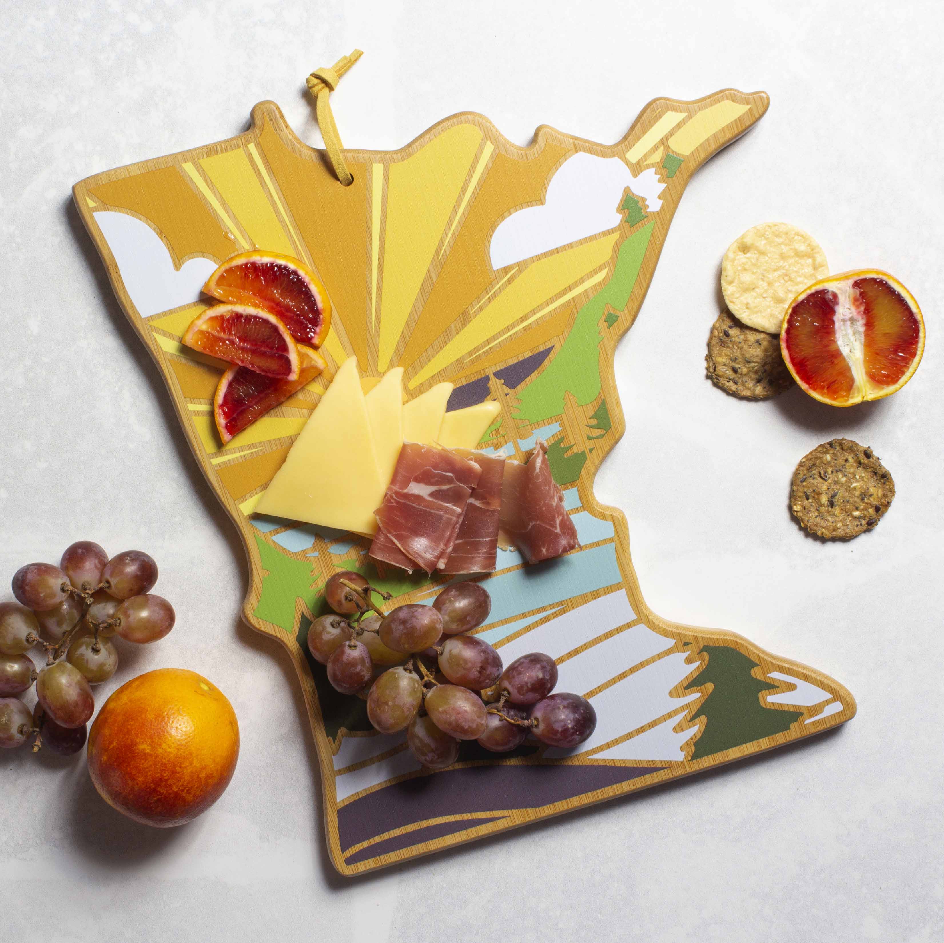 Angle. Totally Bamboo - Minnesota Cutting Board with Artwork by Summer Stokes.