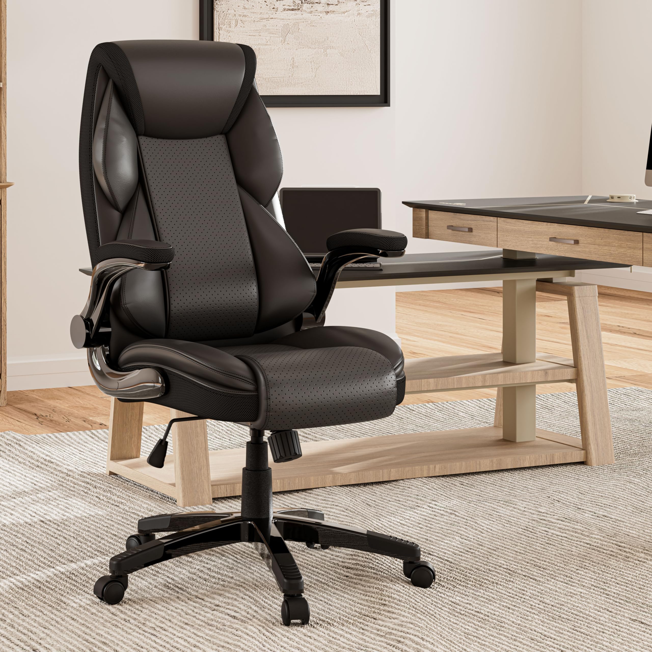 Angle. Eureka Ergonomic - Ergonomic Home Office Chair Executive Chair PU Leather High Back - Black.